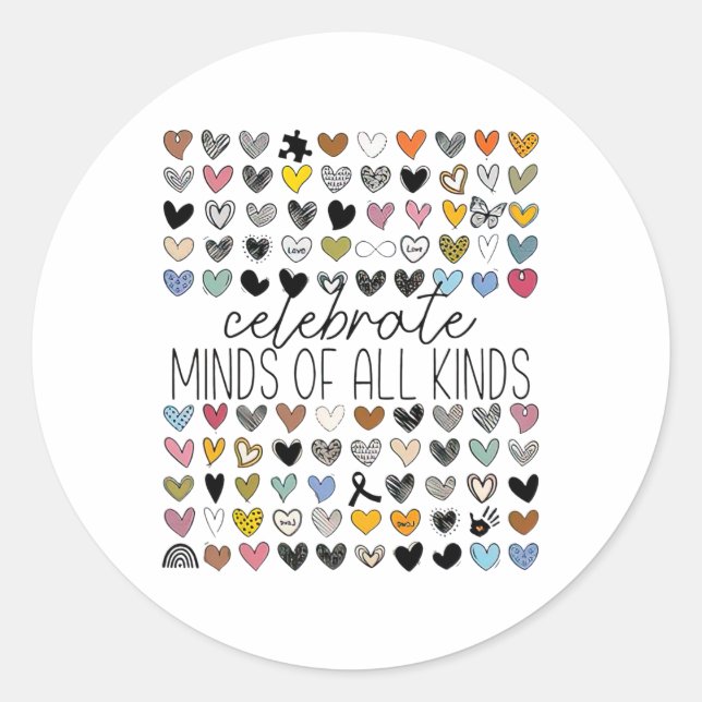 Sticker Rond Sensibilisation sur l'autisme De Support Célébrez  (Devant)