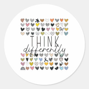 Sticker Rond Sensibilisation sur l'autisme de support penser di