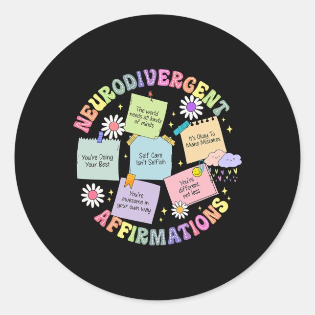 Sticker Rond Sensibilisation sur l'autisme des Affirmations Neu (Devant)
