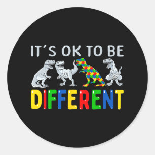 Sticker Rond Sensibilisation sur l'autisme Dinosaur Enfants Gar
