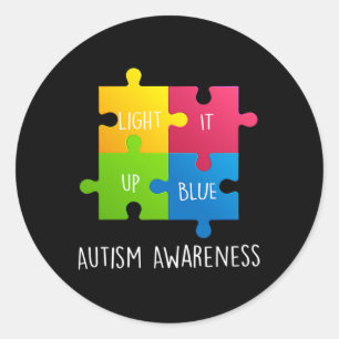 Sticker Rond Sensibilisation sur l'autisme Éclairage Il En Bleu