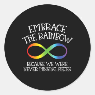 Sticker Rond Sensibilisation sur l'autisme Embrassez Le Rainbow