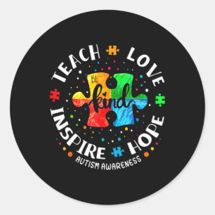 Sticker Rond Sensibilisation sur l'autisme Enseignant Chemise S