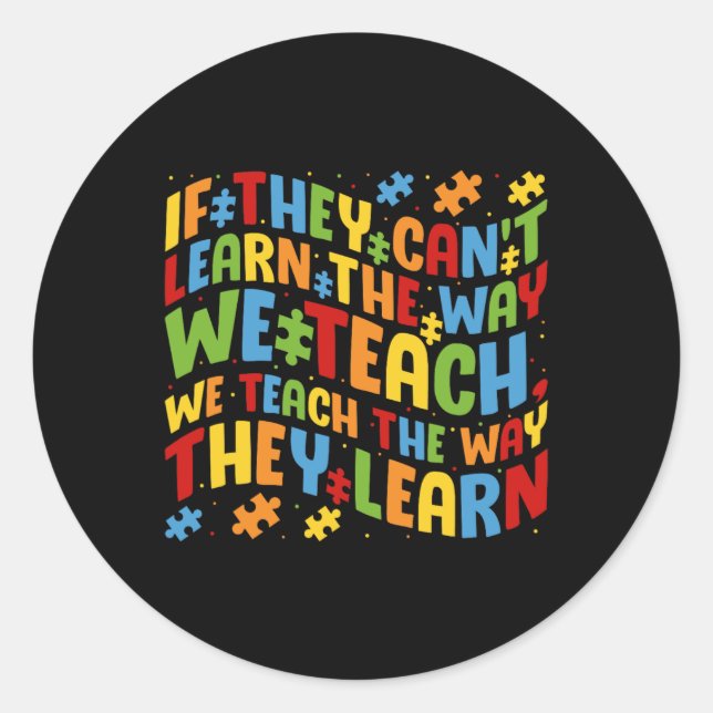 Sticker Rond Sensibilisation sur l'autisme Enseignant Puzzle Pi (Devant)