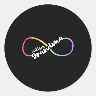 Sticker Rond Sensibilisation sur l'autisme familiale grand-mère