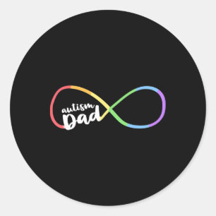 Sticker Rond Sensibilisation sur l'autisme familiale papa Rainb
