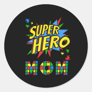 Sticker Rond Sensibilisation sur l'autisme Femme Pour Super Her
