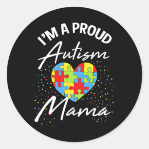 Sticker Rond Sensibilisation sur l'autisme Fier Maman Puzzle Co