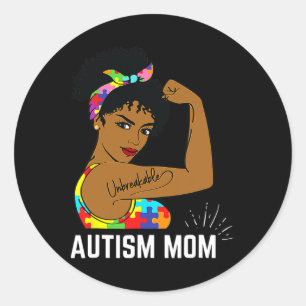 Sticker Rond Sensibilisation sur l'autisme Forte Maman Afro Mèr
