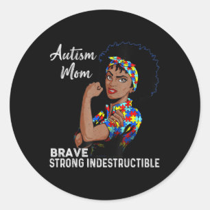 Sticker Rond Sensibilisation sur l'autisme Forte Maman Afro Mèr