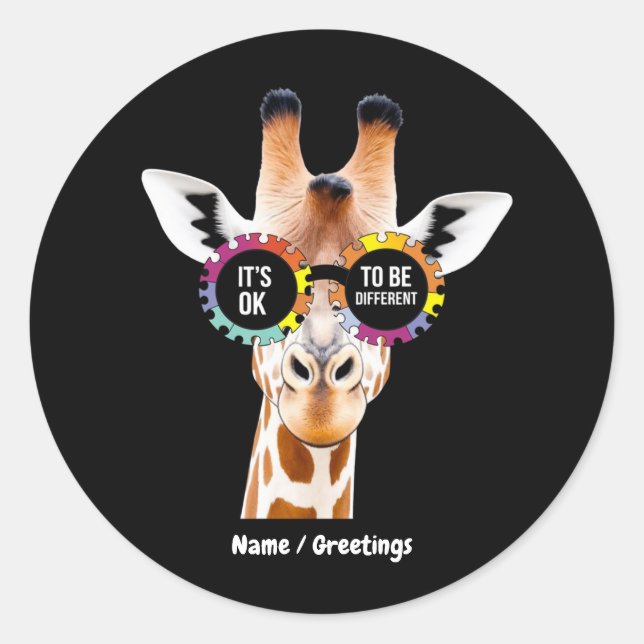 Sticker Rond Sensibilisation sur l'autisme Giraffe C’est bon d’ (Devant)