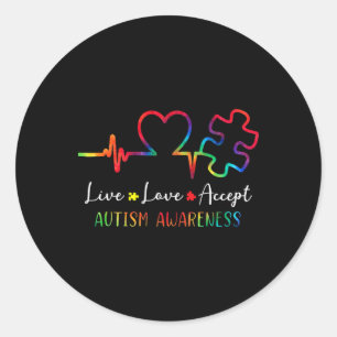 Sticker Rond Sensibilisation sur l'autisme Hommes Femmes Enfant