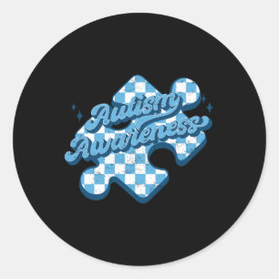 Sticker Rond Sensibilisation sur l'autisme mignonne Puzzle Auti