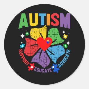 Sticker Rond Sensibilisation sur l'autisme Mois Appui Éduquer 
