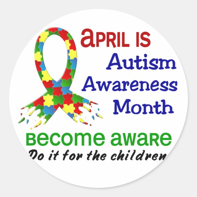 STICKER ROND SENSIBILISATION SUR L'AUTISME MOIS AVRIL (Devant)