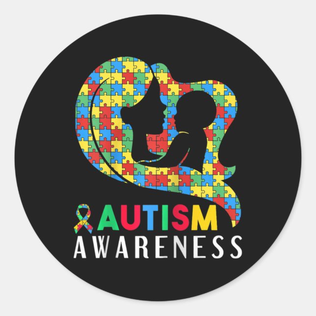 Sticker Rond Sensibilisation sur l'autisme - Mois d'aide (Devant)
