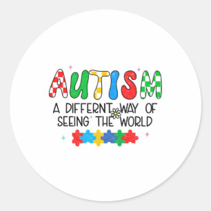 Sticker Rond Sensibilisation sur l'autisme Mois Soutien Voir Le