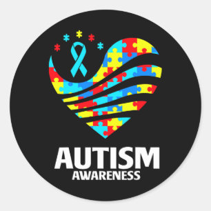 Sticker Rond Sensibilisation sur l'autisme mondiale Pièces Puzz