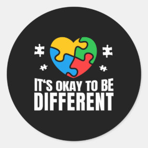Sticker Rond Sensibilisation sur l'autisme Ok Pour Être Différe