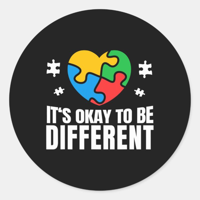 Sticker Rond Sensibilisation sur l'autisme Ok Pour Être Différe (Devant)