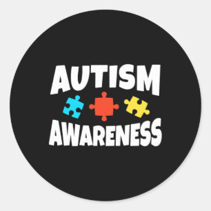 Sticker Rond Sensibilisation sur l'autisme Puzzle Piece Support