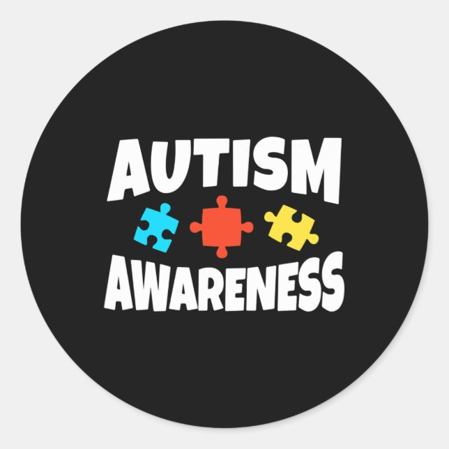 Sticker Rond Sensibilisation sur l'autisme Puzzle Piece Support (Devant)