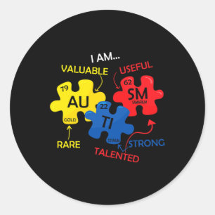 Sticker Rond Sensibilisation sur l'autisme Puzzle Tableau pério