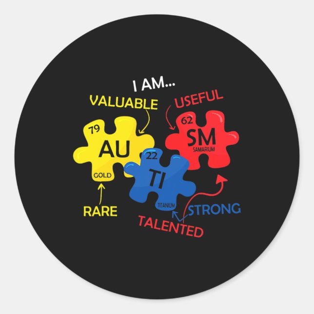 Sticker Rond Sensibilisation sur l'autisme Puzzle Tableau pério (Devant)