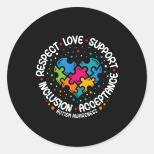 Sticker Rond Sensibilisation sur l'autisme Respect Amour Soutie