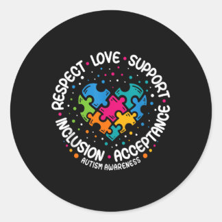 Sticker Rond Sensibilisation sur l'autisme Respect Amour Soutie