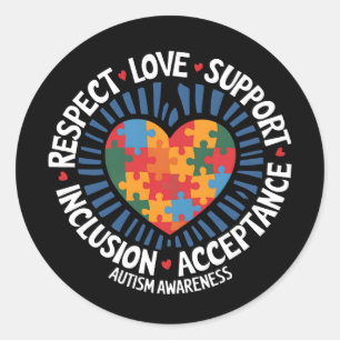 Sticker Rond Sensibilisation sur l'autisme Respect autistique A