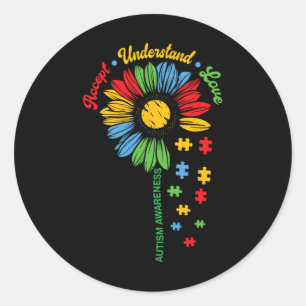 Sticker Rond Sensibilisation sur l'autisme Sunflower Aide autis