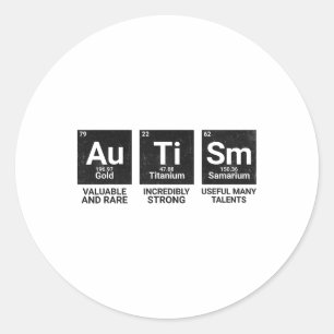 Sticker Rond Sensibilisation sur l'autisme Tableau Périodique A