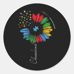 Sticker Rond Sensibilisation sur l'autisme Tournesol Enfants Ch