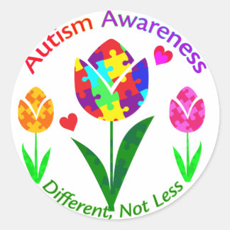 Sticker Rond Sensibilisation sur l'autisme Tulip