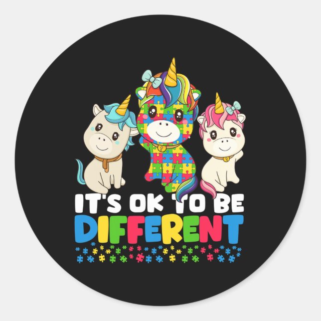 Sticker Rond Sensibilisation sur l'autisme Unicorn (Devant)