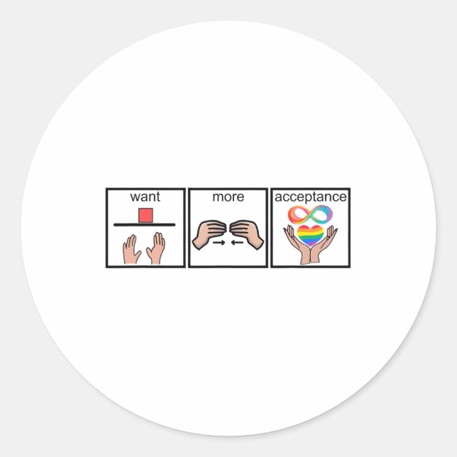 Sticker Rond Sensibilisation sur l'autisme veut plus d'acceptat (Devant)