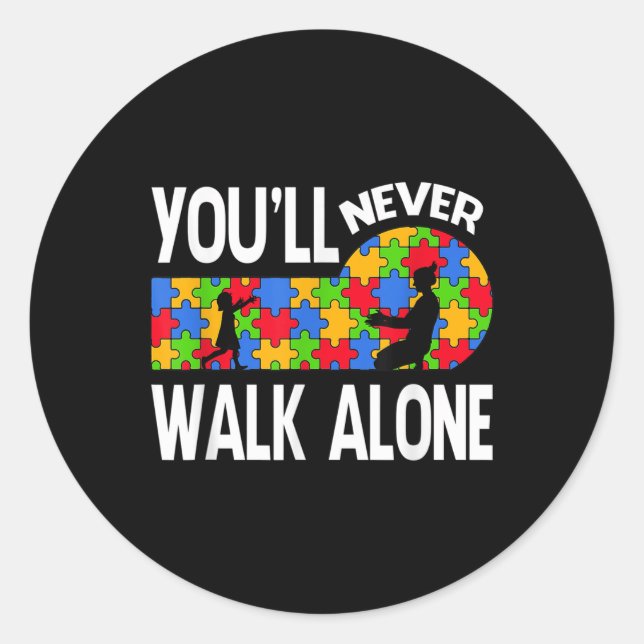 Sticker Rond Sensibilisation sur l'autisme Vous Ne Marcherez Ja (Devant)