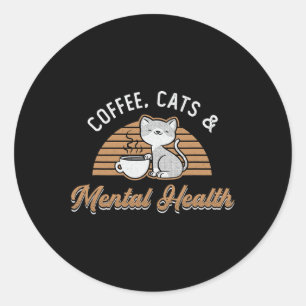 Sticker Rond Sensibilisation Susciter L'Anxiété Anxie Cats Et M