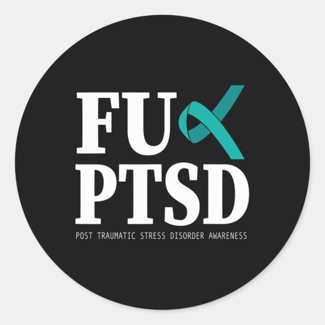 Sticker Rond Sensibilisation turquoise au ruban Ptsd - Soutien  (Devant)