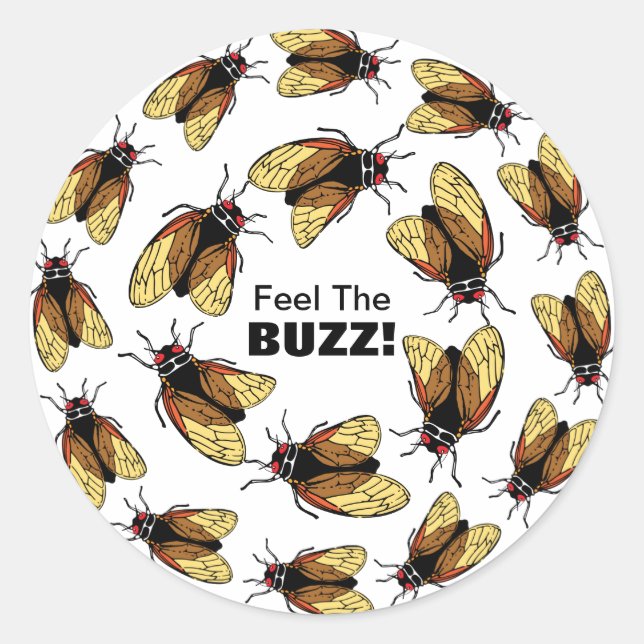 Sticker Rond Sentez le Buzz Cicada Magicicada Colorful Party (Devant)