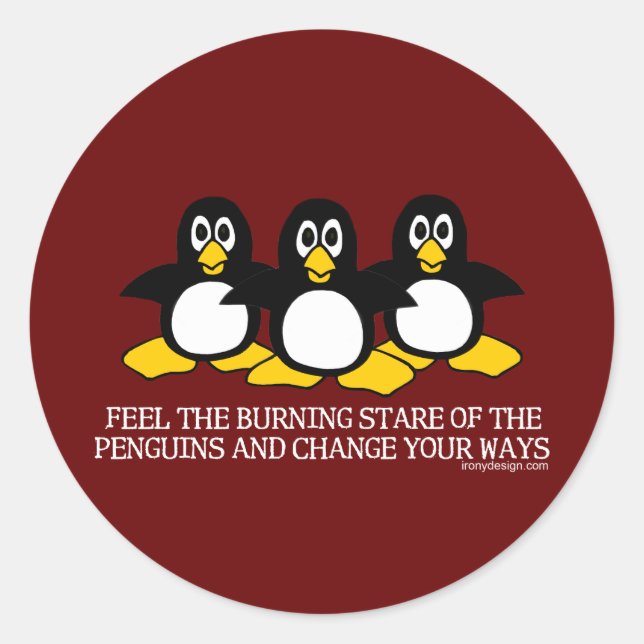 Sticker Rond Sentez Le Regard Brillant Des Pingouins (Devant)