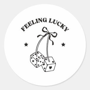 Sticker Rond Sentez Lucky Retro Dice Valentine Coeurs mignons R