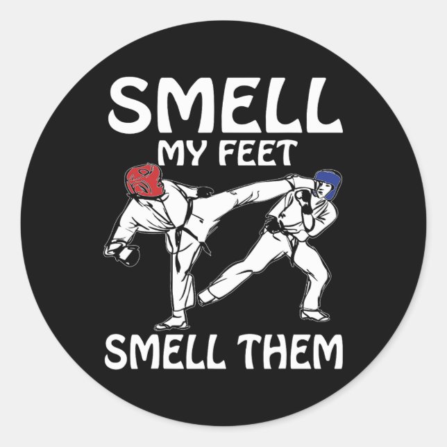 Sticker Rond Sentez Mes Pieds Drôle Karate Sparring (Devant)