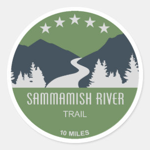 Sticker Rond Sentier de la rivière Sammamish Washington
