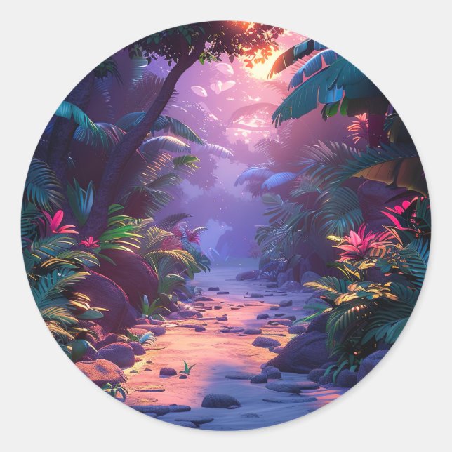 Sticker Rond Sentier tropical hawaïen (Devant)