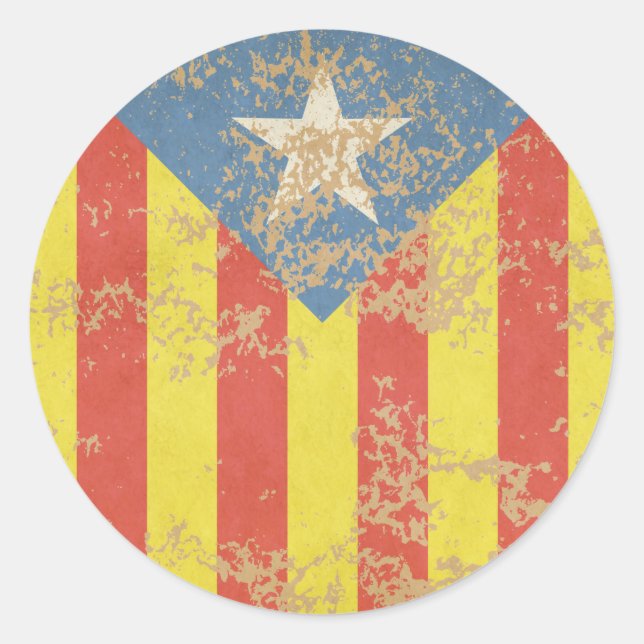 Sticker Rond Senyera Estelada Blava Antiga (Devant)