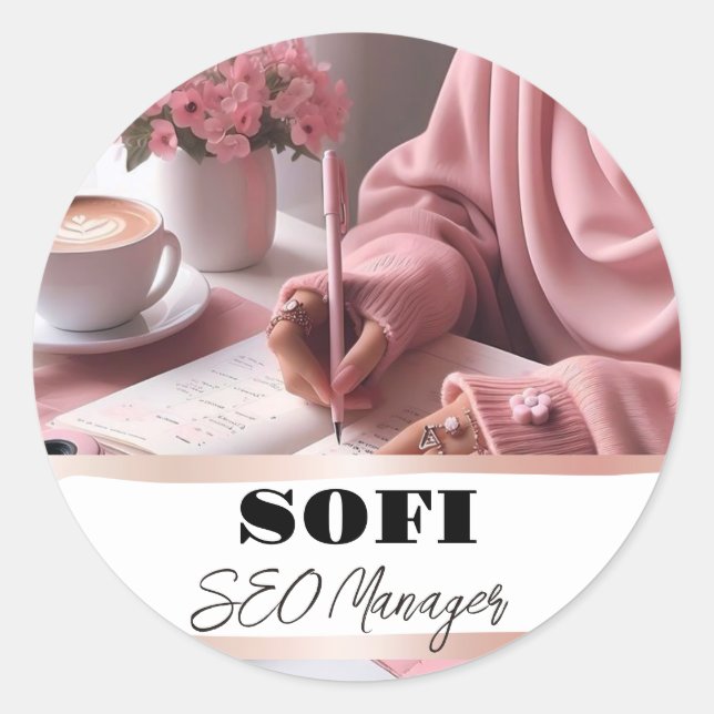 Sticker Rond Seo Social Media Manager Instagram Coffee (Devant)