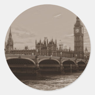 Sticker Rond Sepia Big Ben Tower Palace de Westminster