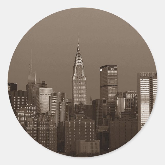 Sticker Rond Sepia New York (Devant)